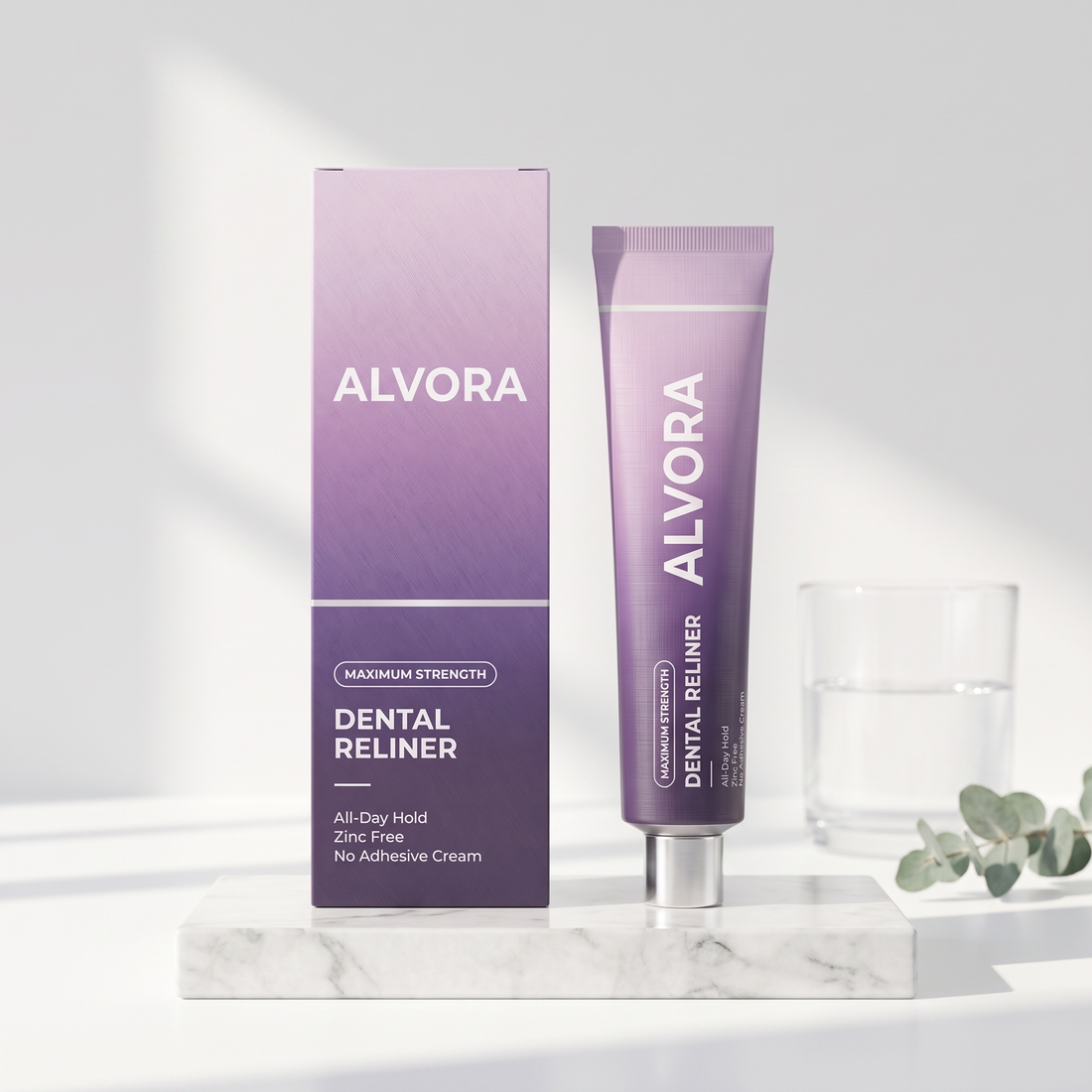 Alvora Dental Reliner tube and box