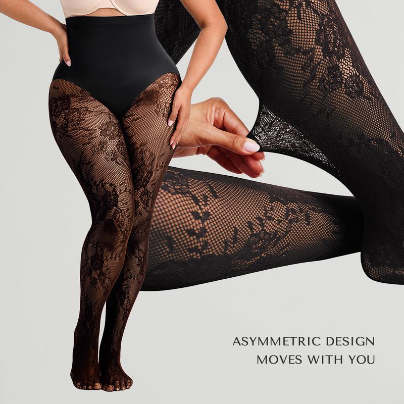 Curvella High-Waist Shaping Fishnet Tights