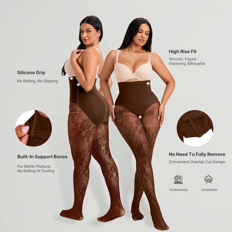 Curvella High-Waist Shaping Fishnet Tights