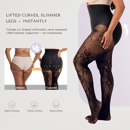 Curvella High-Waist Shaping Fishnet Tights
